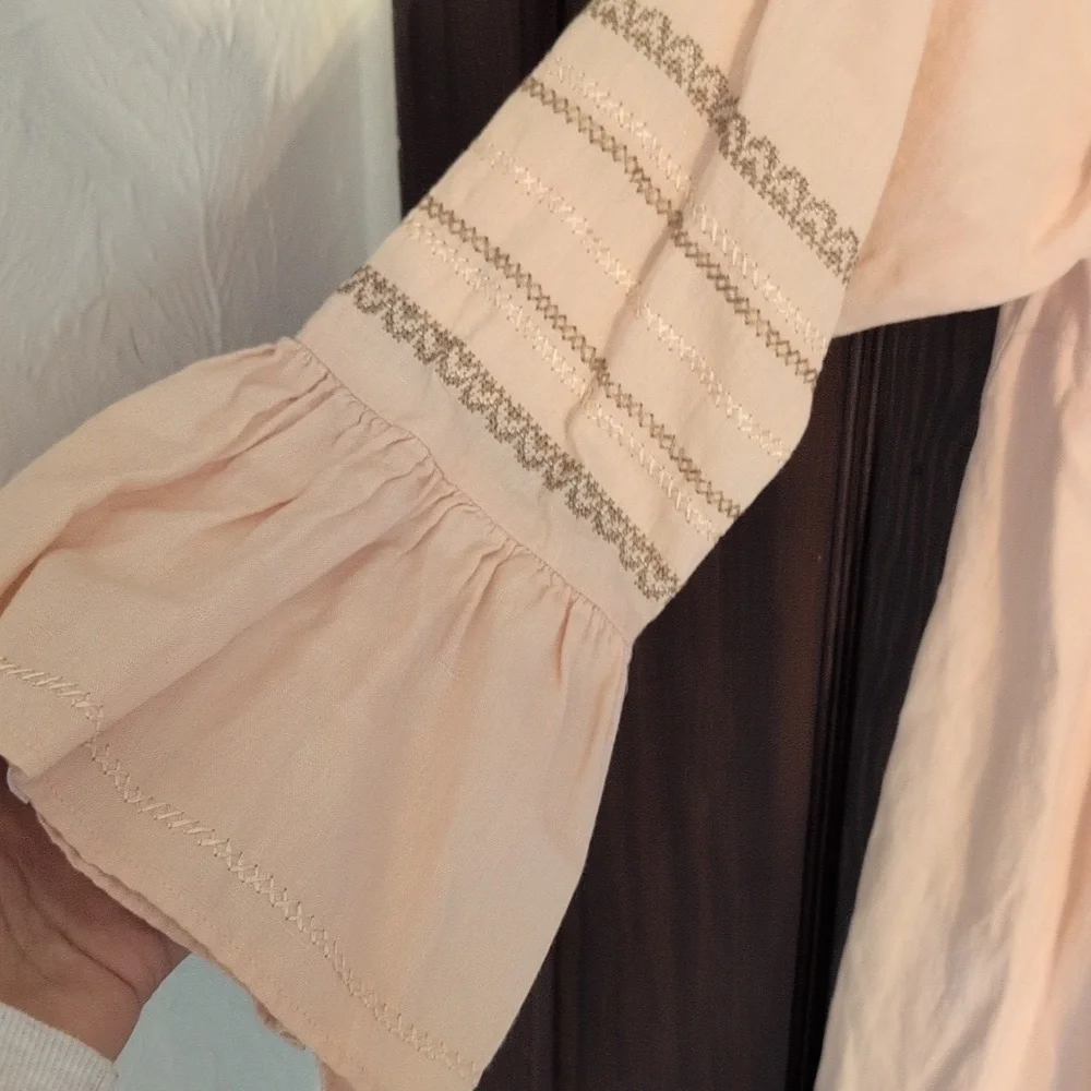 Roller Rabbit Scoop Neck Dress w/ 3/4 Sleeves.  Size Medium Light Pink Boho